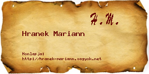 Hranek Mariann névjegykártya